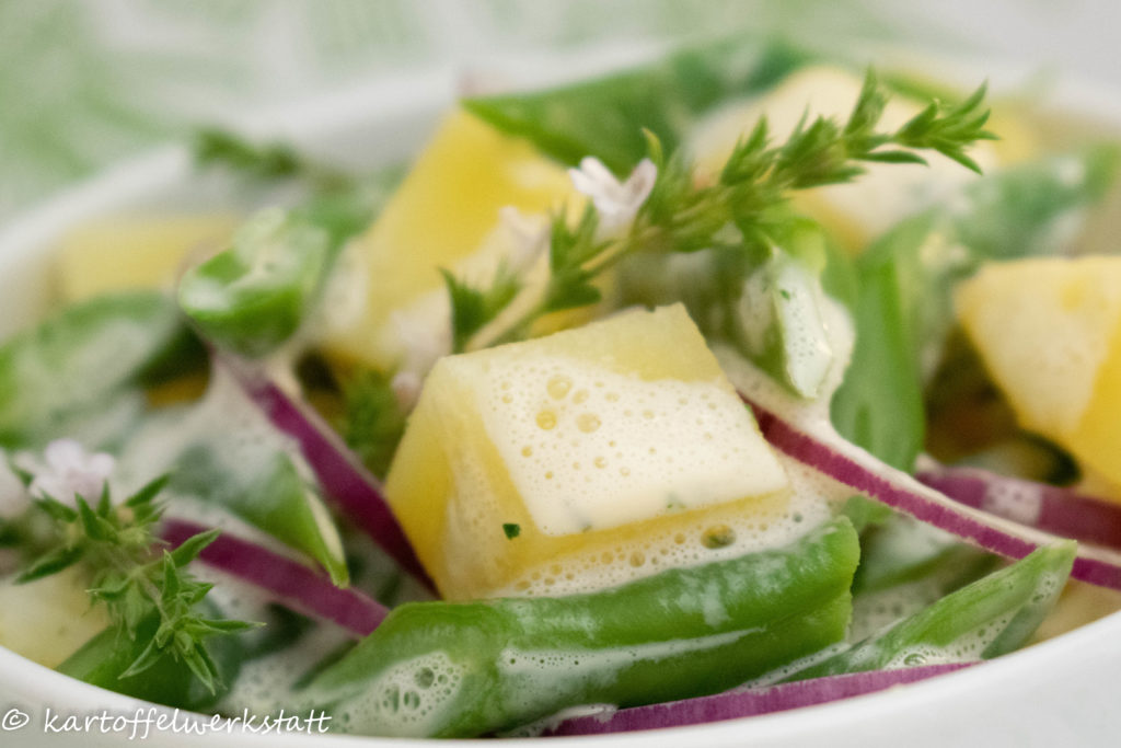 Sommerlicher Kartoffelsalat mit Bohnen Kartoffelwerkstatt