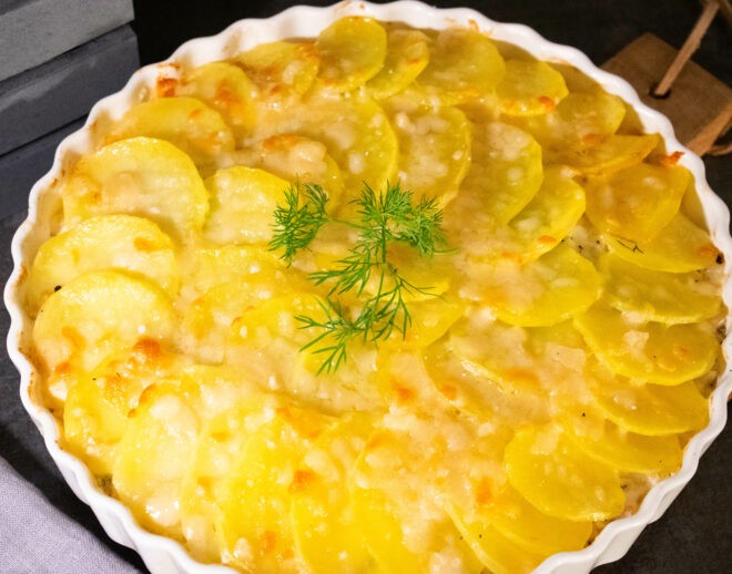 Potato Pie mit Lachs Auflauf Gratin Kartoffelwerkstatt